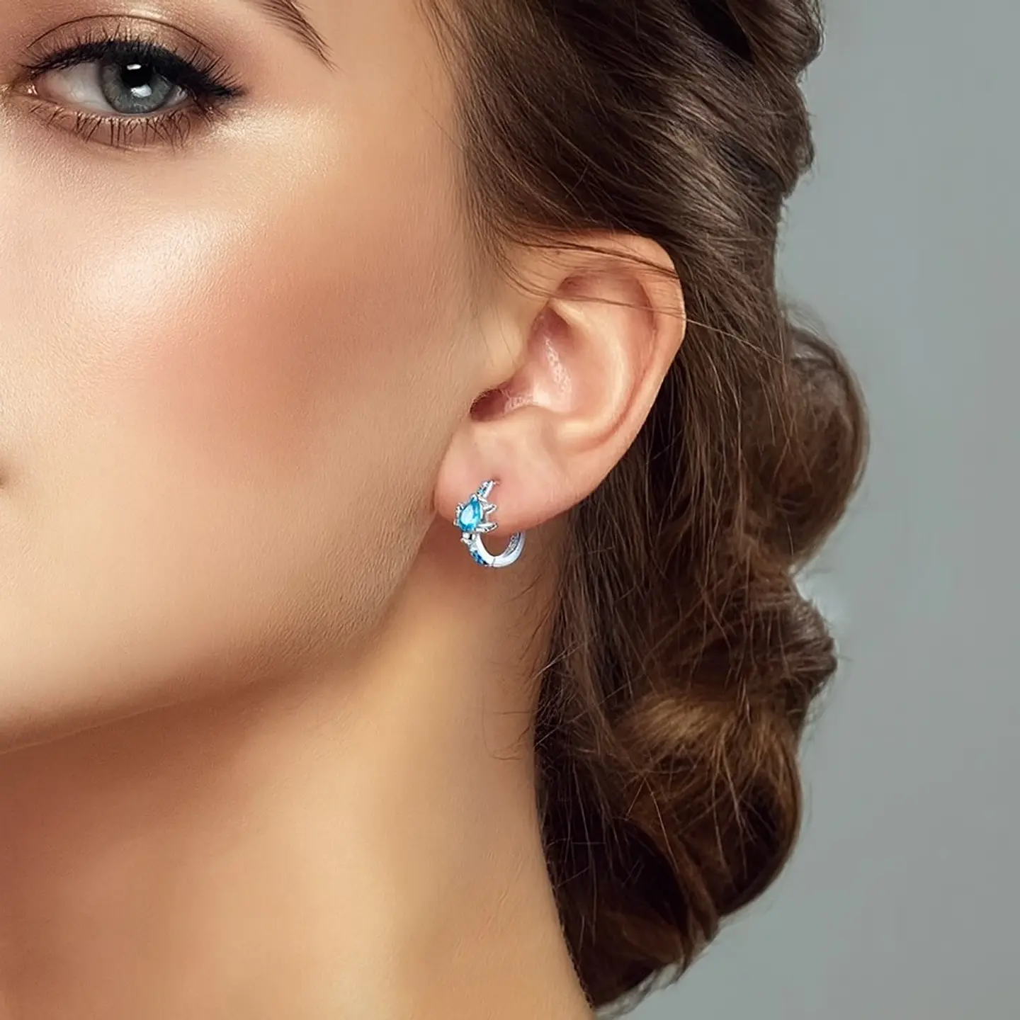 Aros Plata 925 Tortuga Marina Cristal Celeste 5