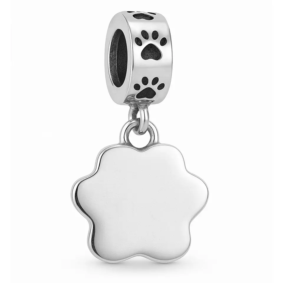Charm Dije Colgante Plata 925 Patita Mascota Negra 3