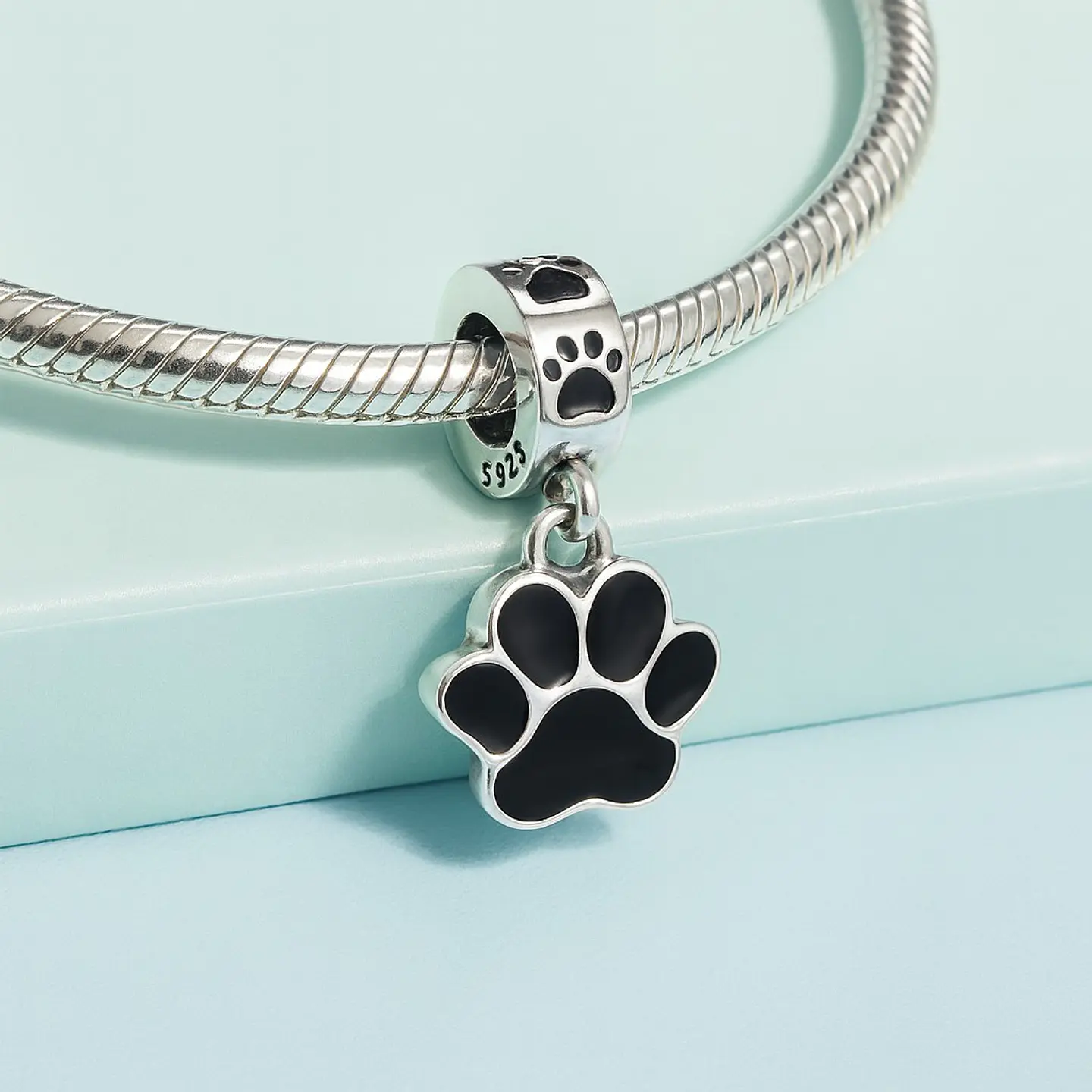 Charm Dije Colgante Plata 925 Patita Mascota Negra 4