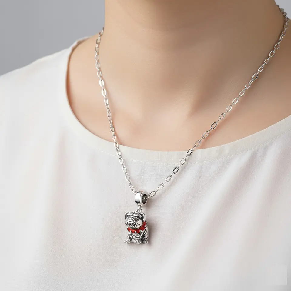 Charm Dije Colgante Plata 925 Bulldog Inglés 4