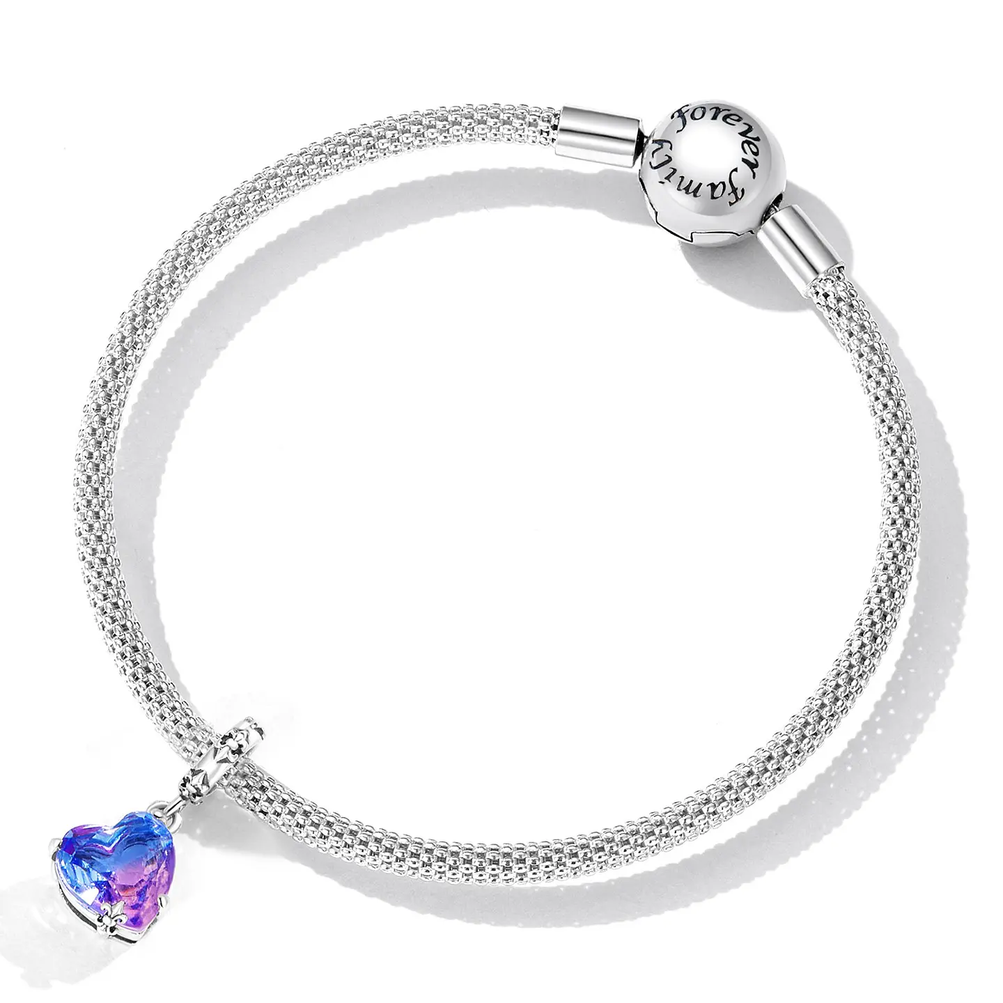 Charm Dije Plata 925 Corazon Cristal Tornasol 3