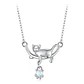 Collar Gato Plata 925 Gatito Jugando Corazon - Miniatura 1