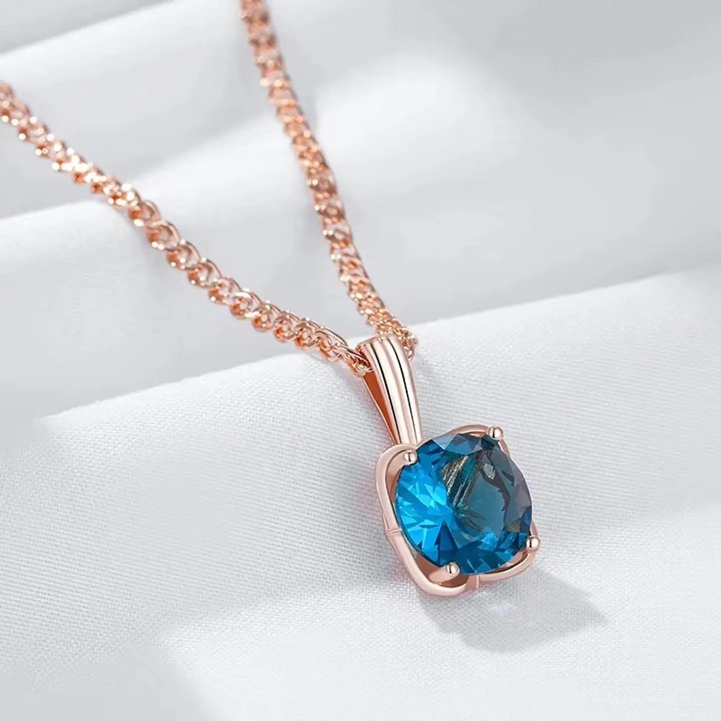 Collar Cristal Azul Circular Dorado Rosa 5