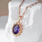 Collar Cristal Purpura Ovalado Dorado Rosa - Miniatura 4