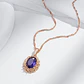 Collar Cristal Purpura Ovalado Dorado Rosa - Miniatura 5