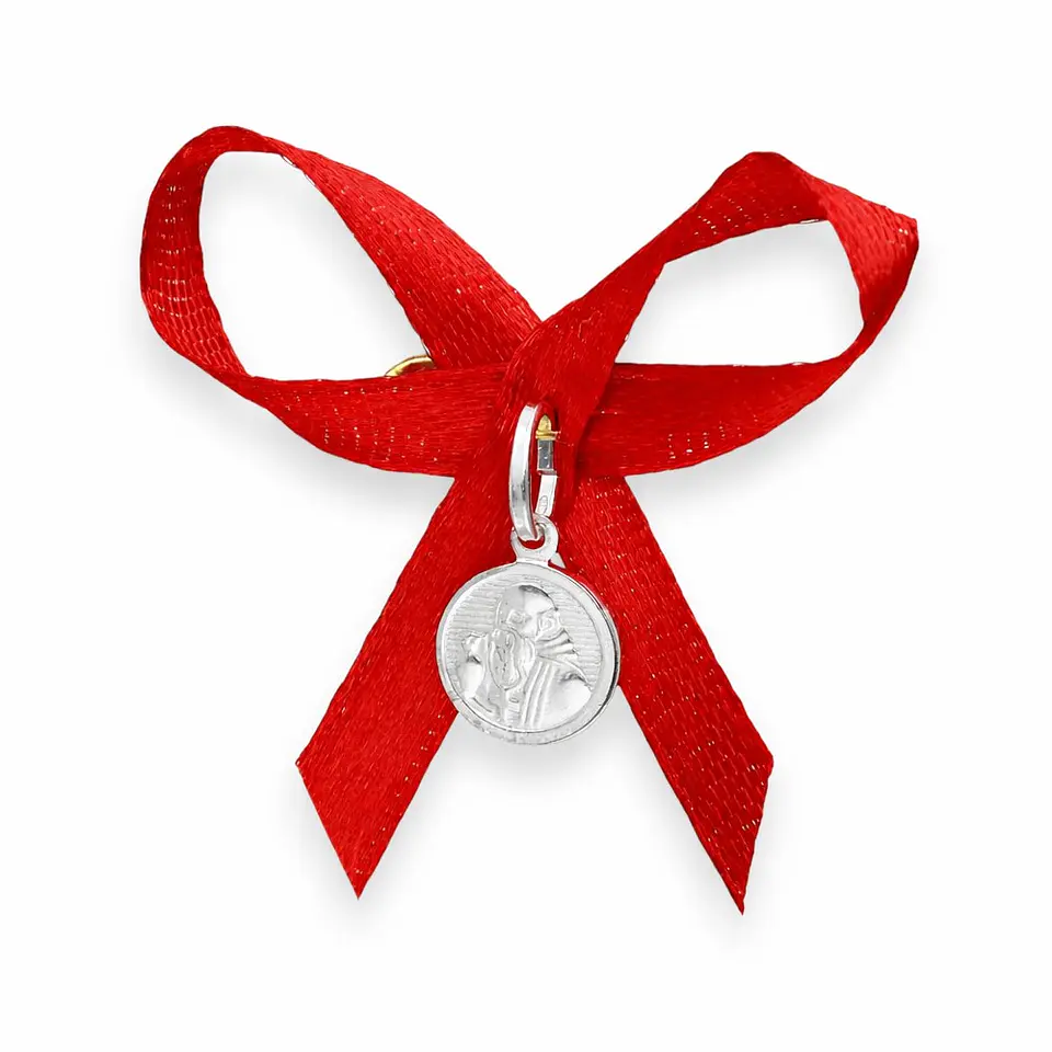 Medalla Plata 925 San Benito Bebe Cinta Roja 1159 2