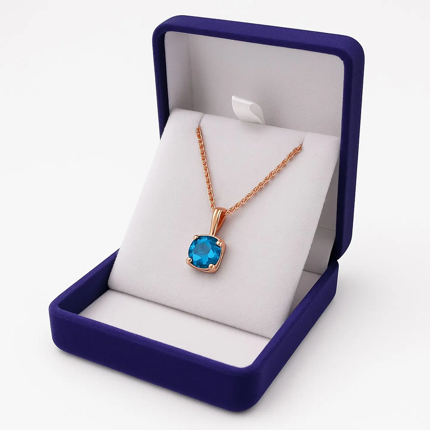 Collar Cristal Azul Circular Dorado Rosa 8