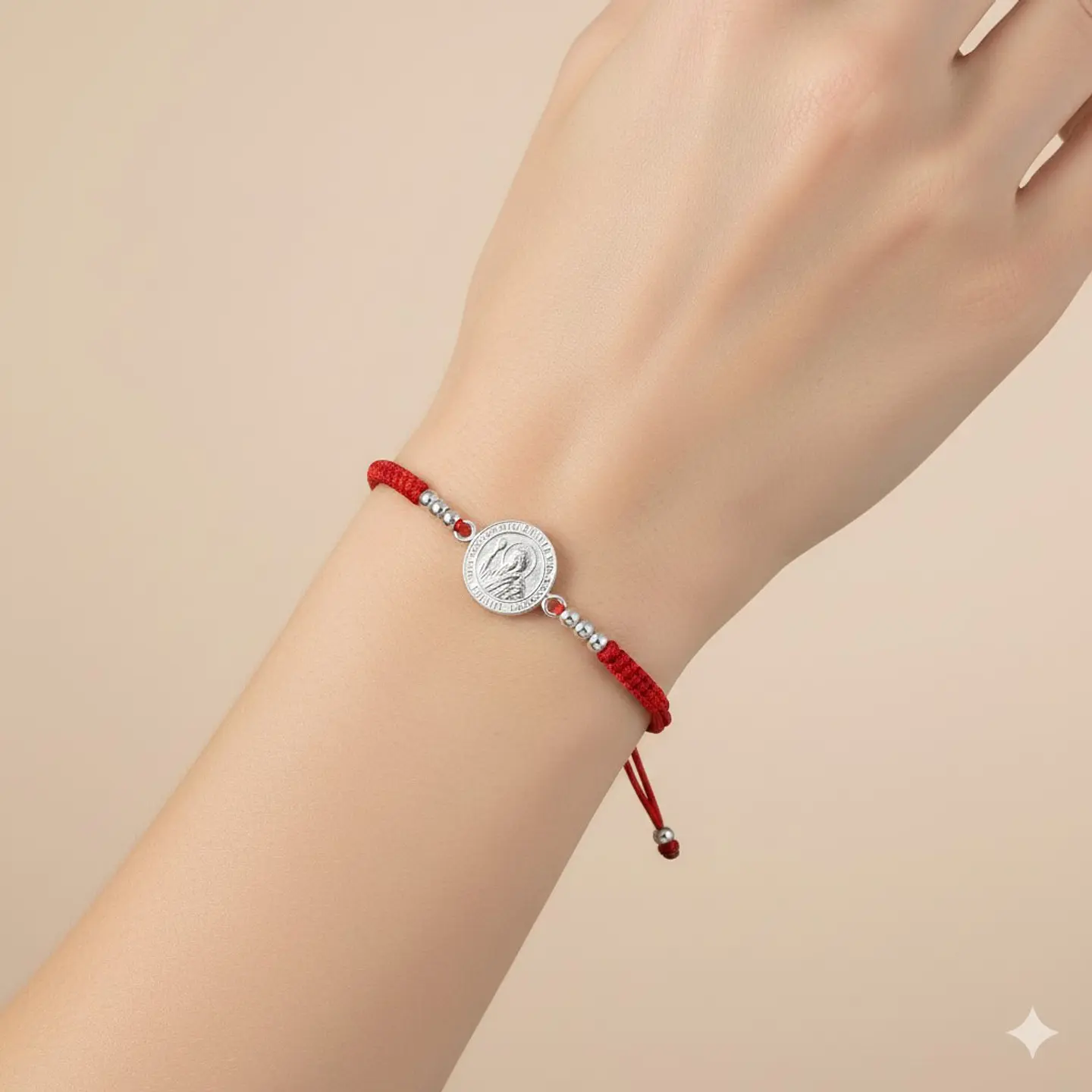 Pulsera Plata 925 Hilo Rojo Trenzado Bolitas San Benito 5