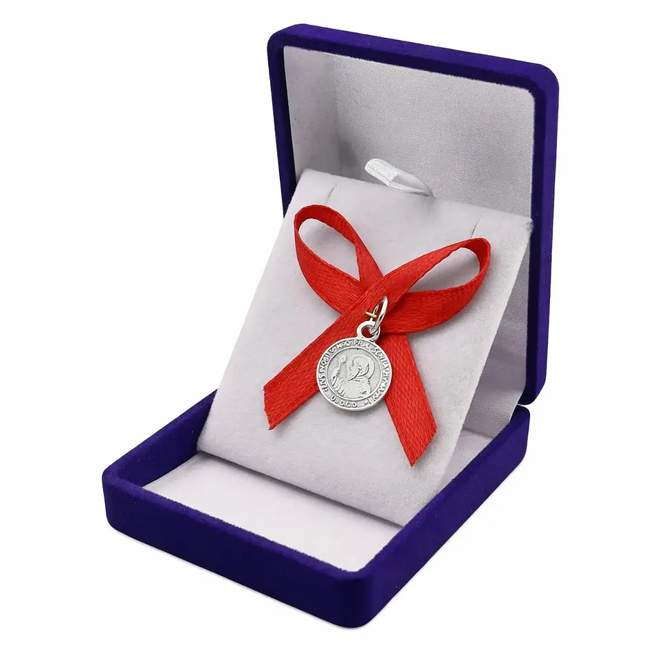 Medalla Plata 925 San Benito Bebe Cinta Roja 1161 1
