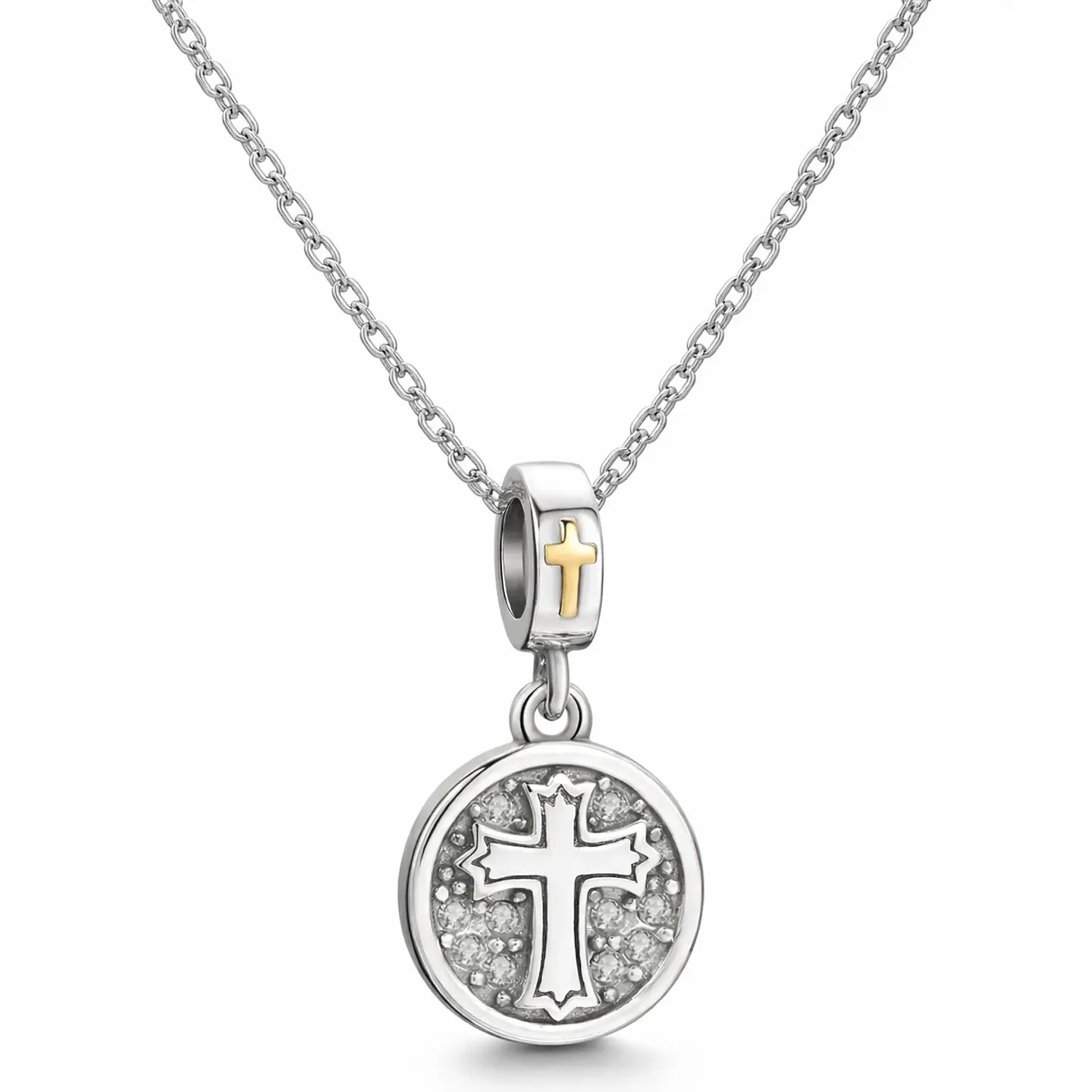 Charm Plata 925 Colgante Medalla Cruz Dios 3