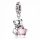 Charm Plata 925 Osito Con Corazón Cristal Rosado - Miniatura 1