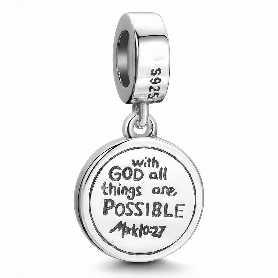 Charm Plata 925 Colgante Medalla Cruz Dios 5