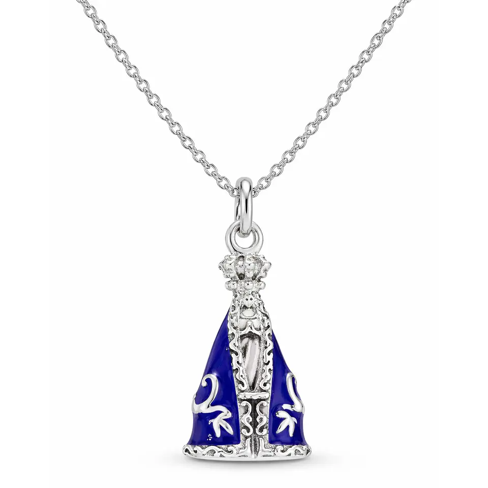 Charm Plata 925 Virgen N.S de Aparecida Manto Azul 3