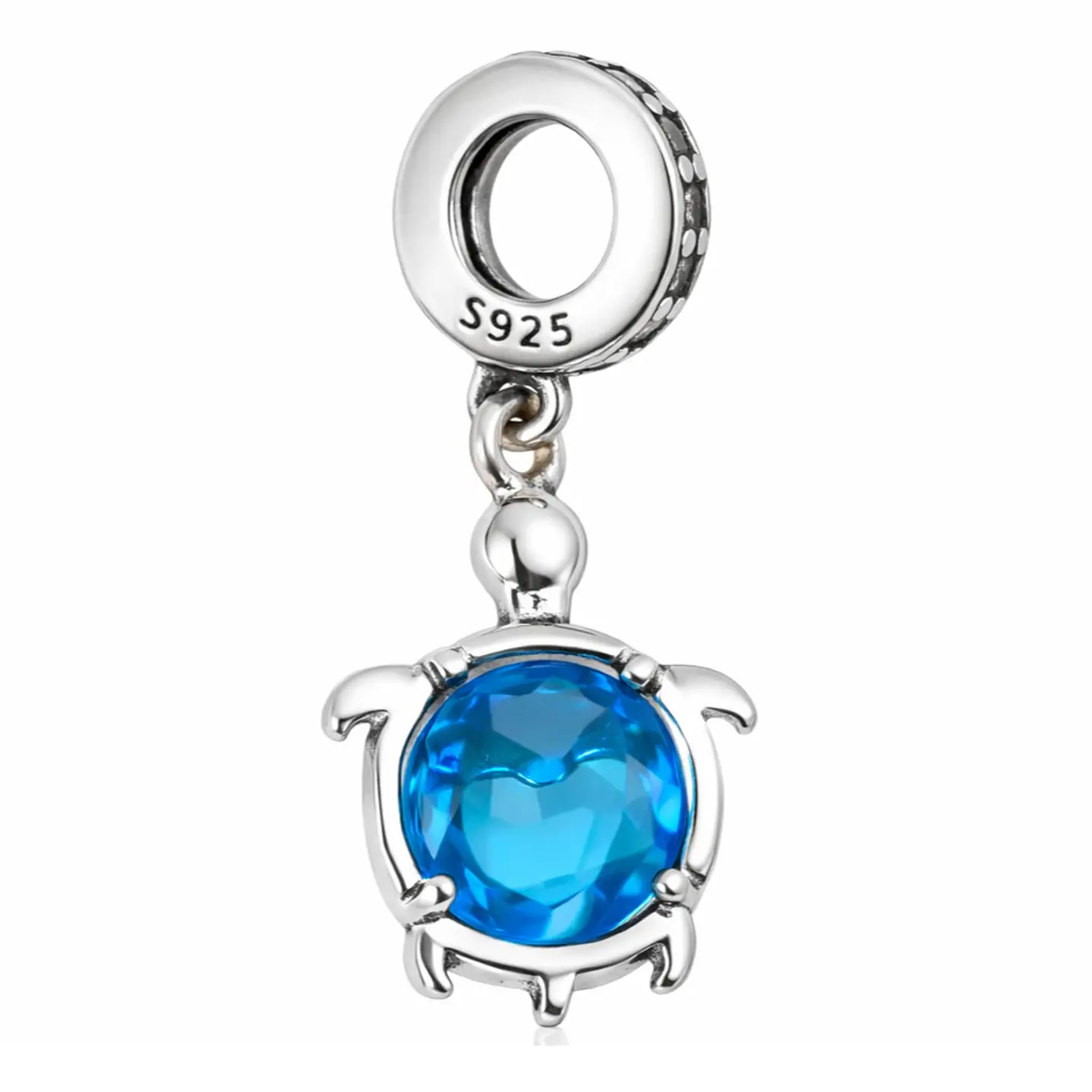 Charm Dije Colgante Plata 925 Tortuga Azul Corazón 2