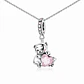 Charm Plata 925 Osito Con Corazón Cristal Rosado - Miniatura 3