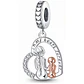 Charm Dije Colgante Plata 925 Corazón Mama e Hija - Miniatura 1