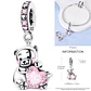 Charm Plata 925 Osito Con Corazón Cristal Rosado - Miniatura 4