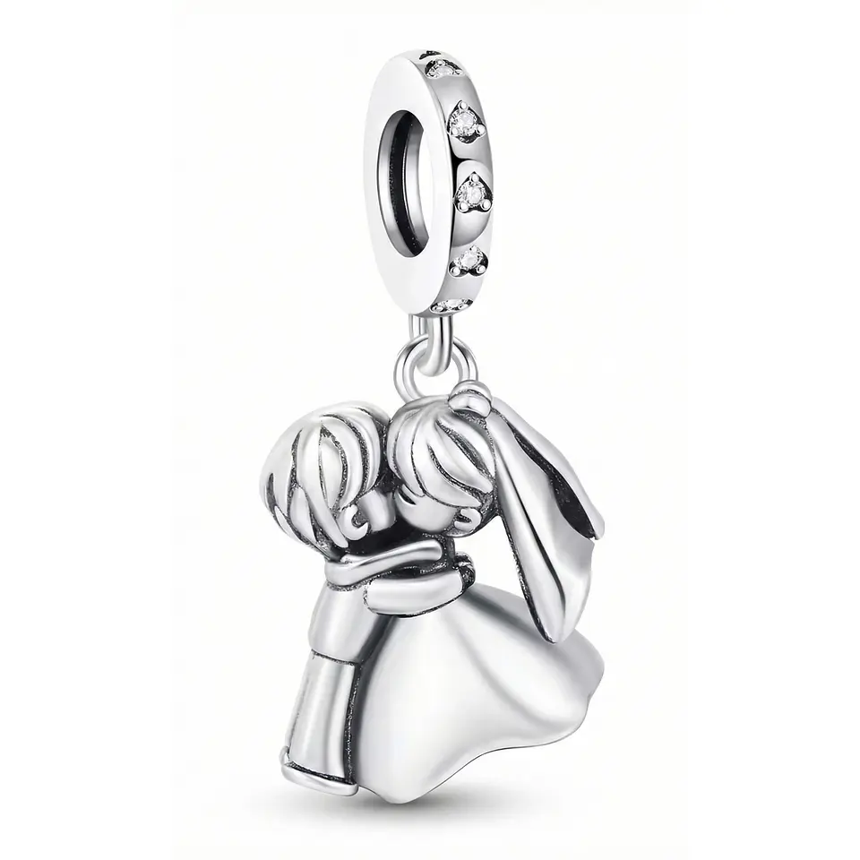 Charm Dije Colgante Plata 925 Pareja Novios Casados 1