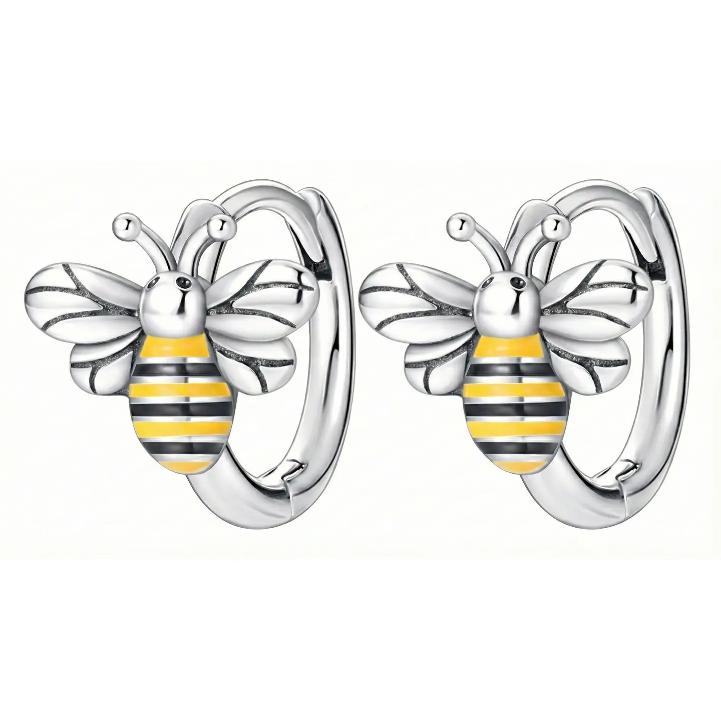 Aros Plata 925 Abeja Argolla 14mm 1