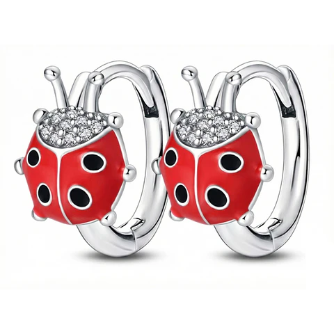 Aros Plata 925 Mariquita Argolla 14mm