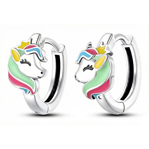 Aros Plata 925 Unicornio Argolla 14mm