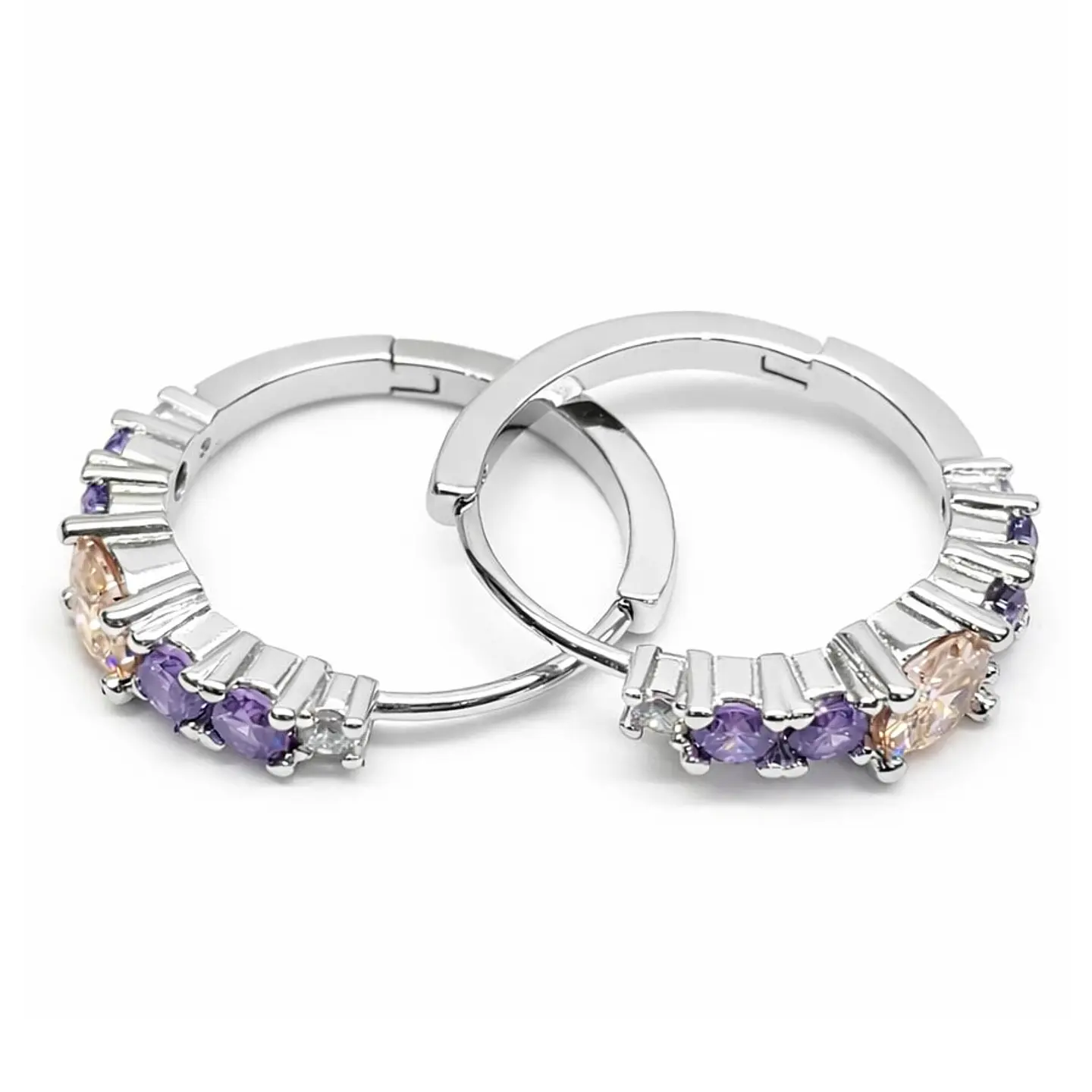 Aros Argollas Circones Morados y Rosados 20mm 2
