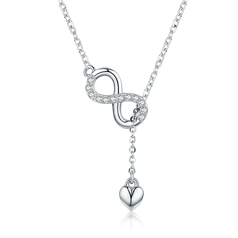 Collar Plata 925 Infinito y Corazón Plateado