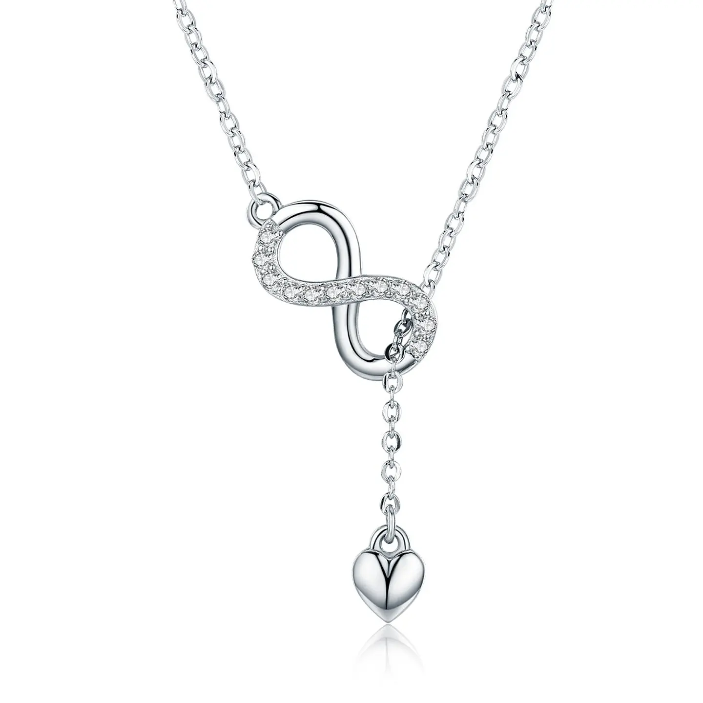Collar Plata 925 Infinito y Corazón Plateado 1
