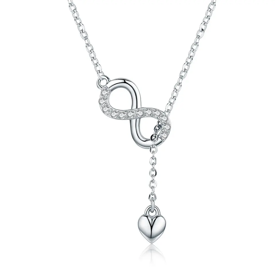 Collar Plata 925 Infinito y Corazón Plateado 1