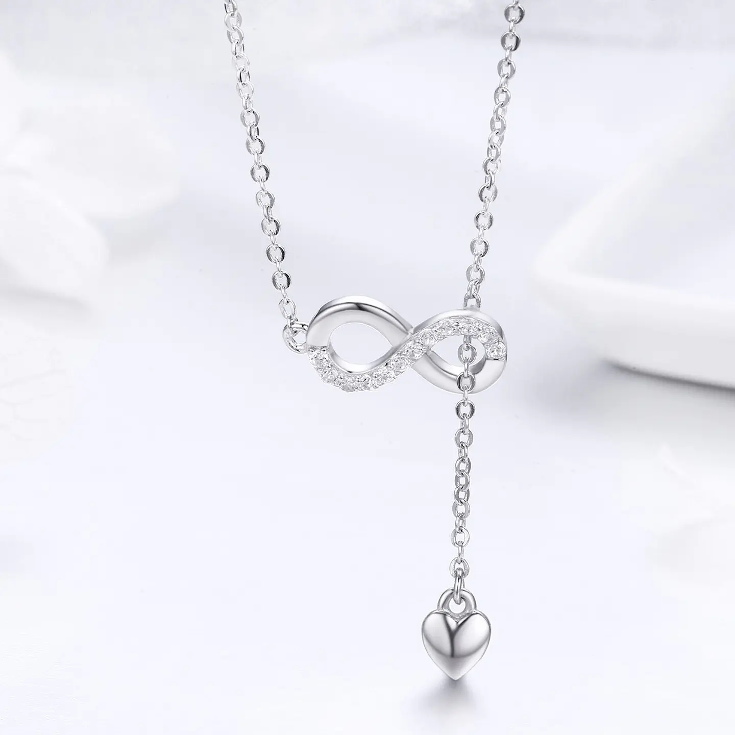 Collar Plata 925 Infinito y Corazón Plateado 2