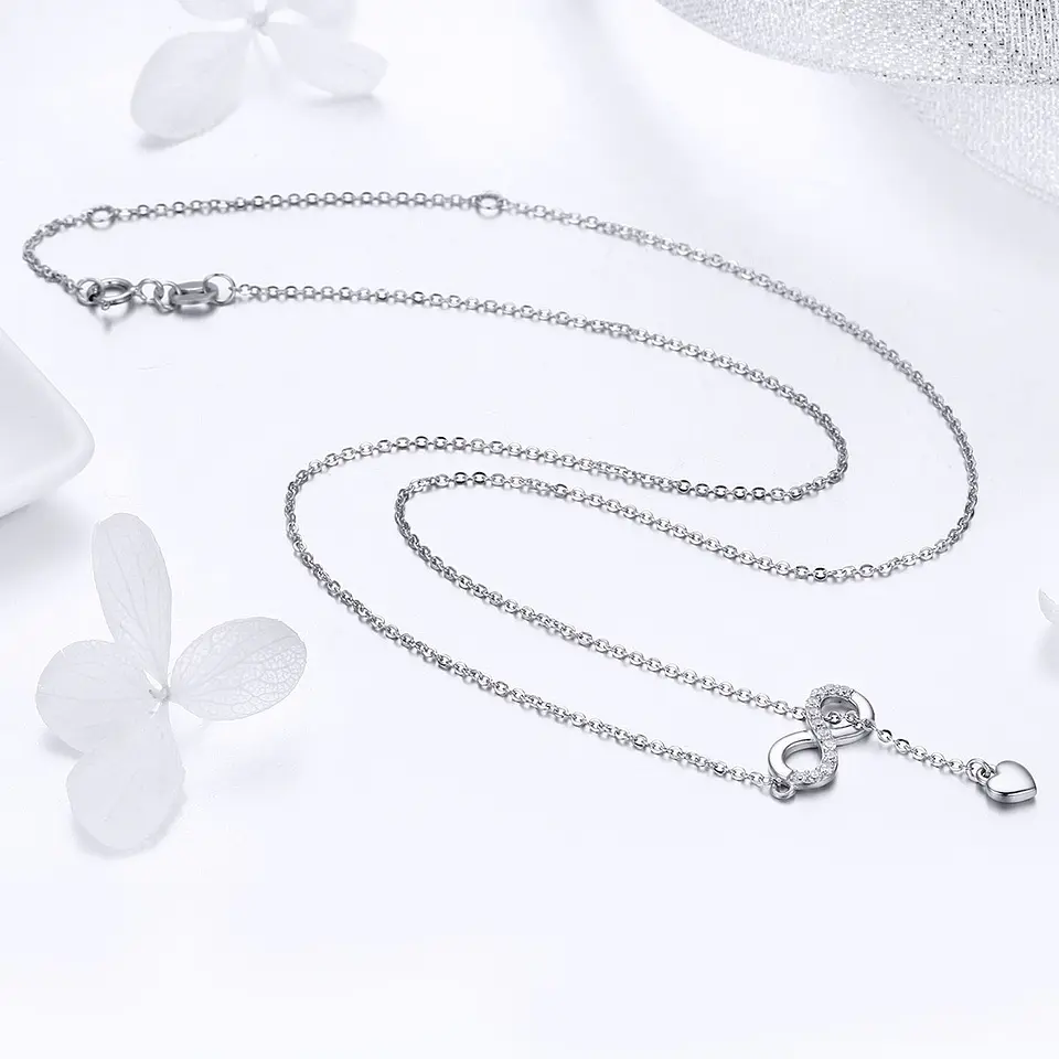 Collar Plata 925 Infinito y Corazón Plateado 3