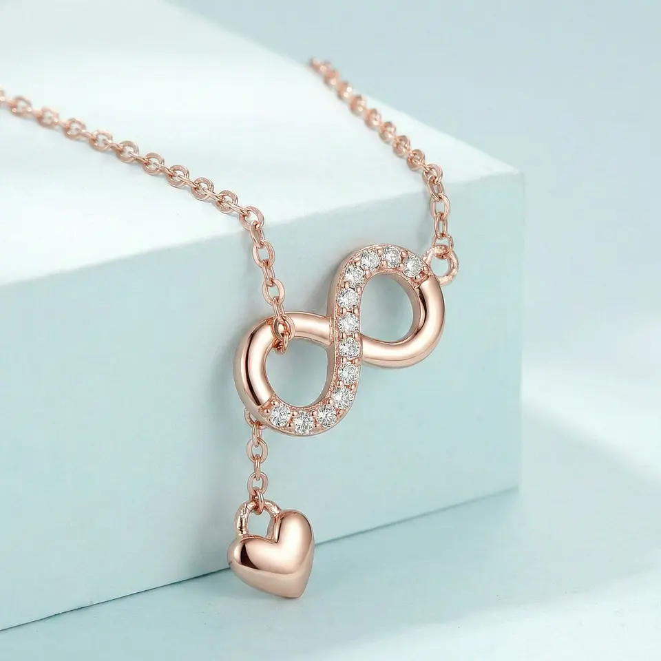 Collar Plata 925 Infinito y Corazón Dorado 2