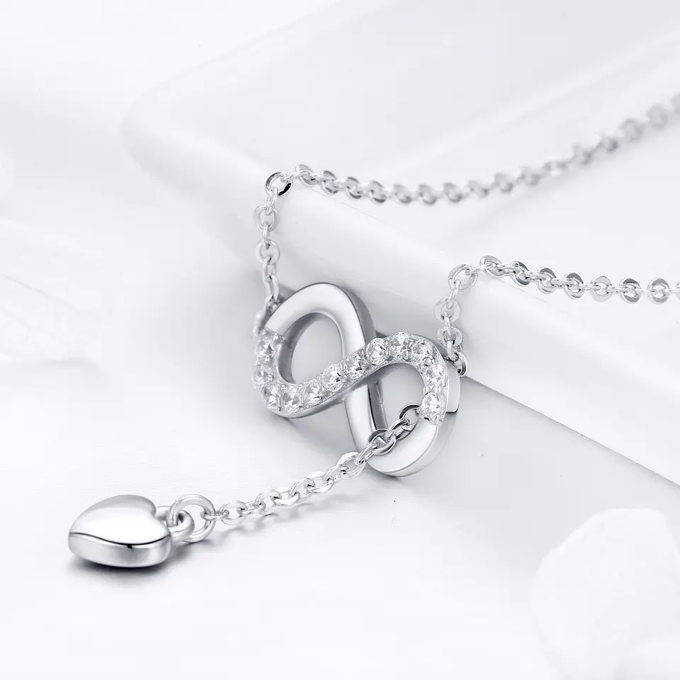 Collar Plata 925 Infinito y Corazón Plateado 4