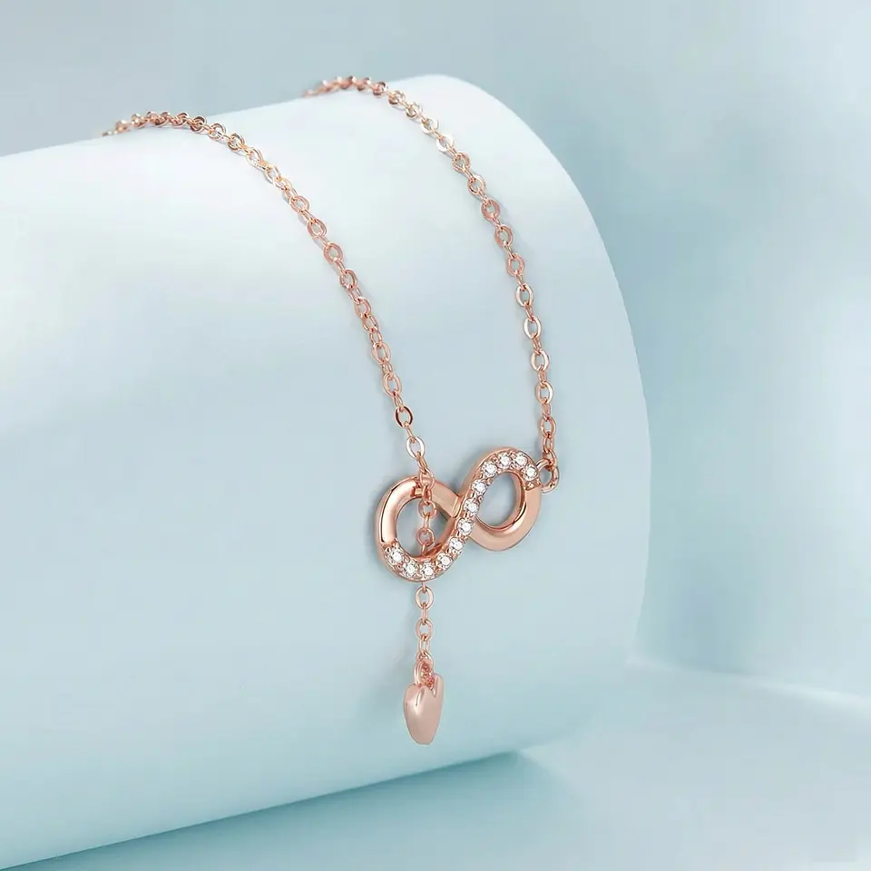 Collar Plata 925 Infinito y Corazón Dorado 3