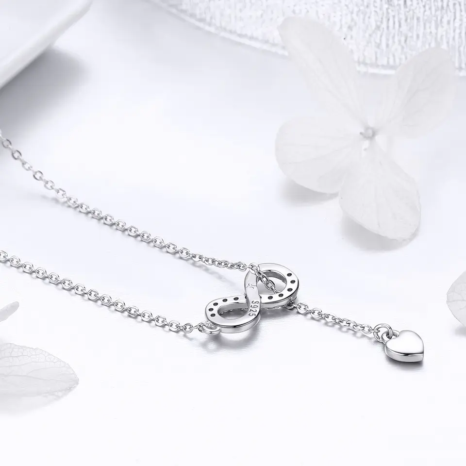 Collar Plata 925 Infinito y Corazón Plateado 5