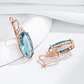 Aros Colgantes Cristal Azul y Circones Dorado Rosa - Miniatura 3