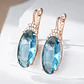 Aros Colgantes Cristal Azul y Circones Dorado Rosa - Miniatura 4
