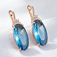 Aros Colgantes Cristal Azul y Circones Dorado Rosa - Miniatura 5