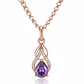 Collar Gota Cristal Morado y Circones Dorado Rosa - Miniatura 1