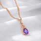 Collar Gota Cristal Morado y Circones Dorado Rosa - Miniatura 4
