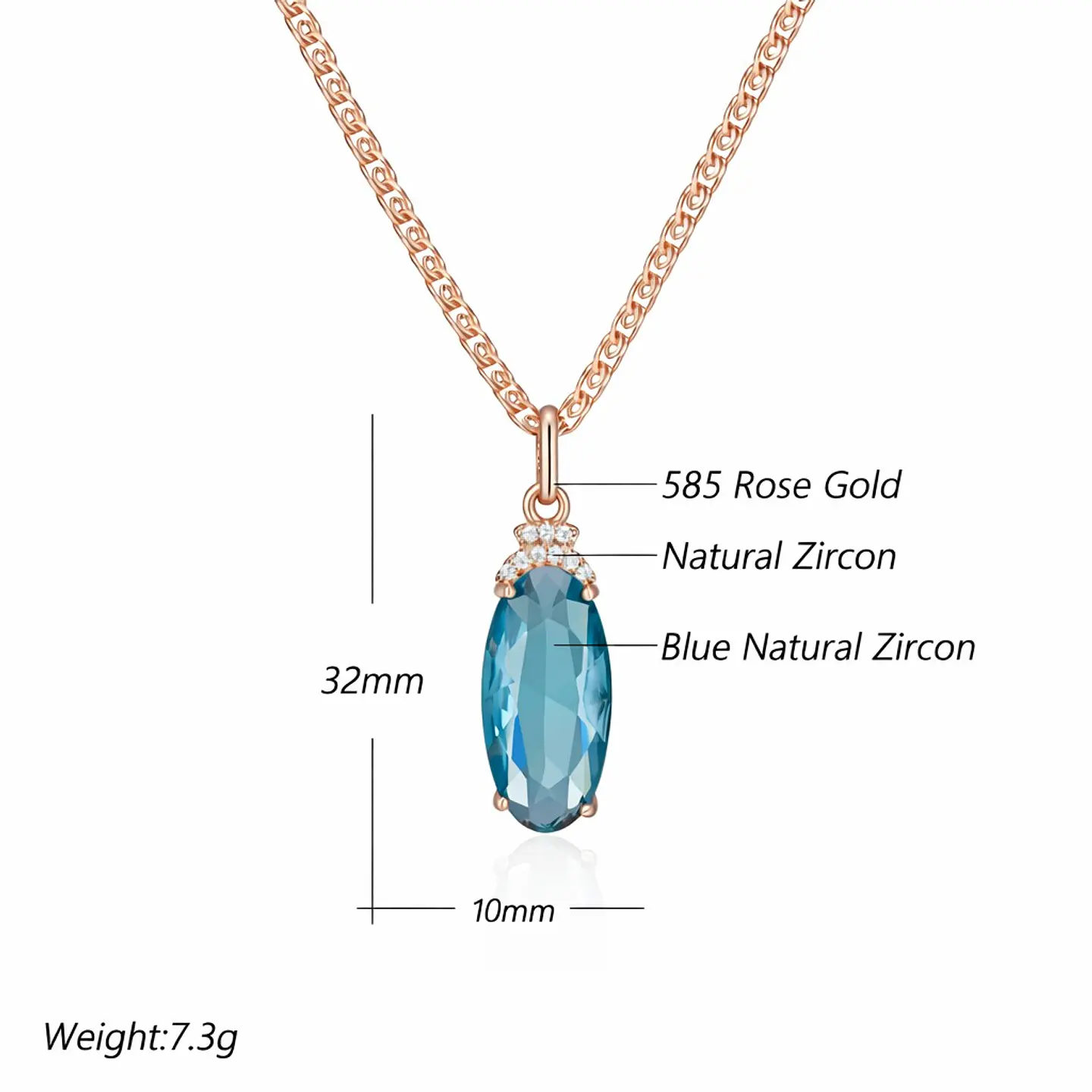 Collar Cristal Azul y Circones Dorado Rosa 8