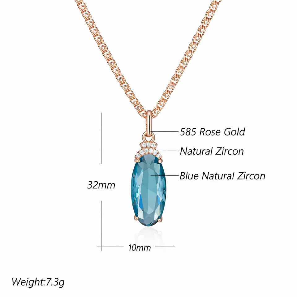 Collar Cristal Azul y Circones Dorado Rosa 8