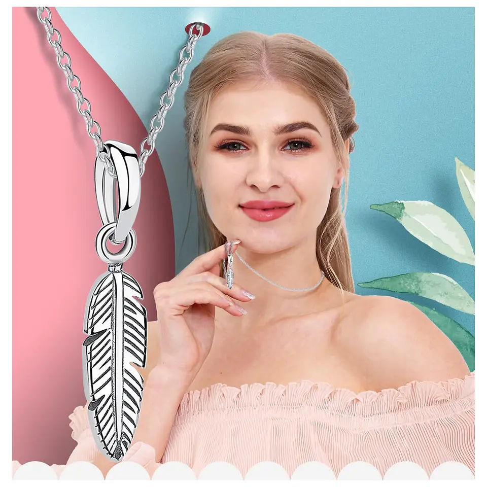 Charm Dije Plata 925 Pluma de Angel 5
