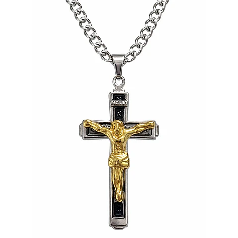 Collar Crucifijo INRI Cadena Gourmet 60 cm Acero