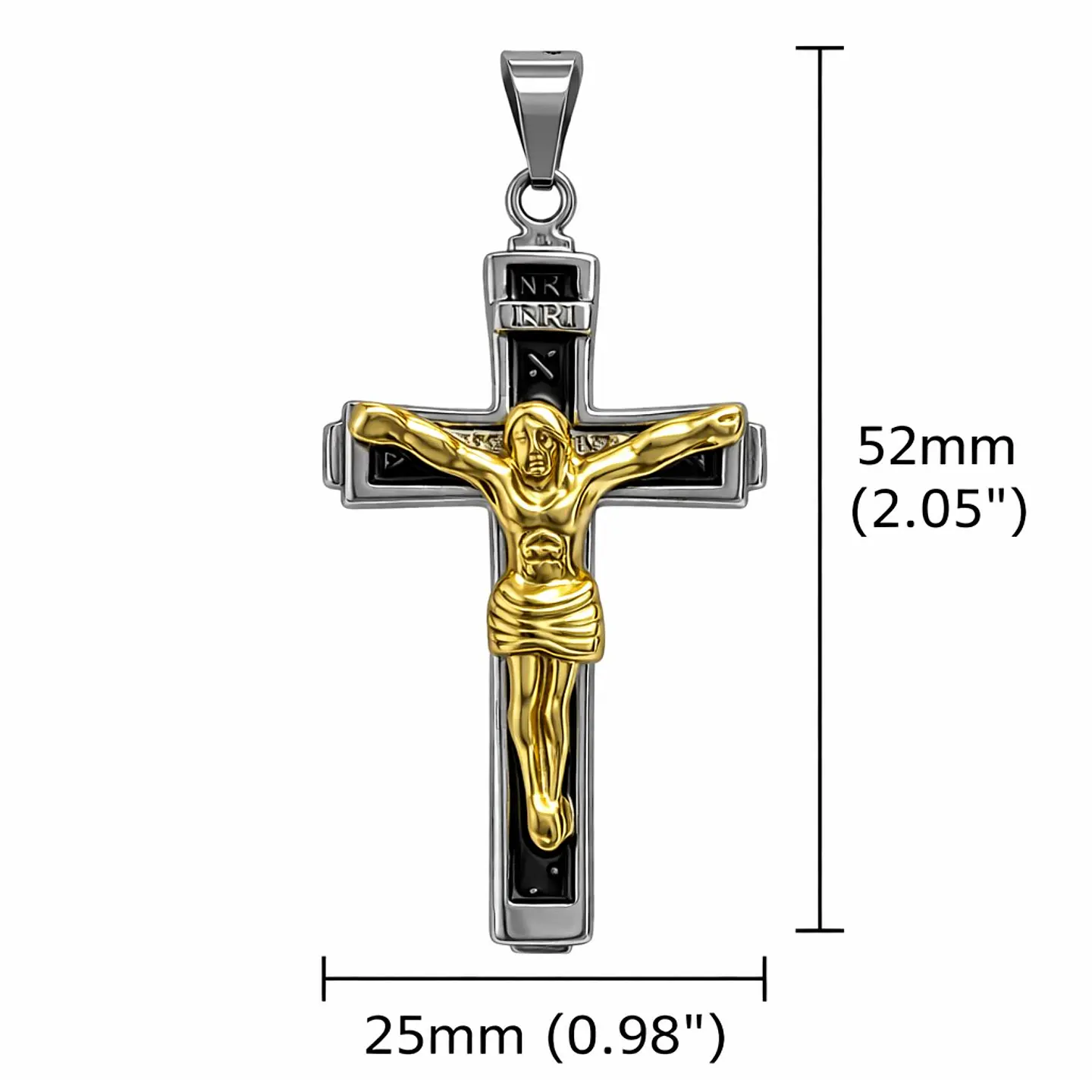 Collar Crucifijo INRI Cadena Gourmet 60 cm Acero 2