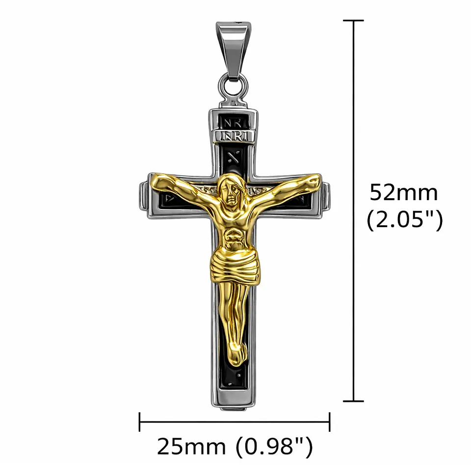 Collar Crucifijo INRI Cadena Gourmet 60 cm Acero 2