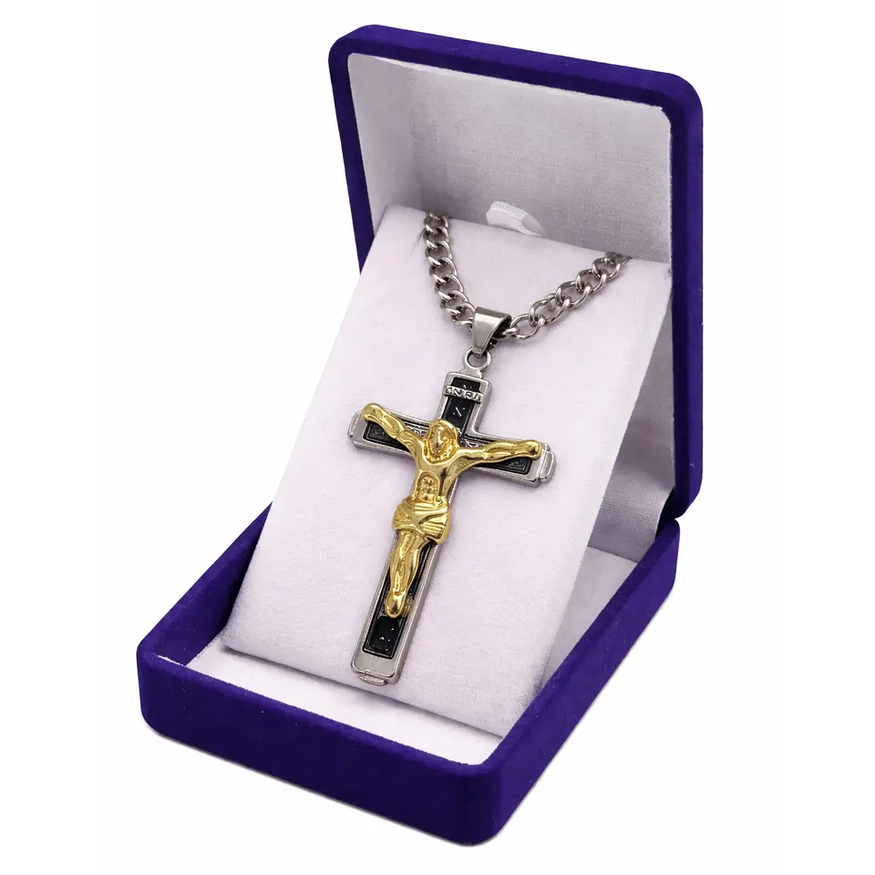 Collar Crucifijo INRI Cadena Gourmet 60 cm Acero 4