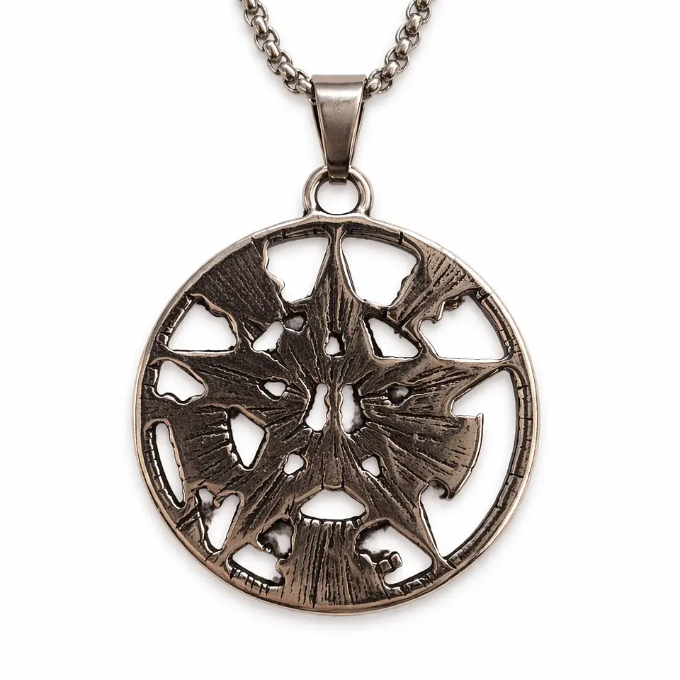 Collar Tetragrammaton Pentágono 35mm Cadena 60cm Acero 4