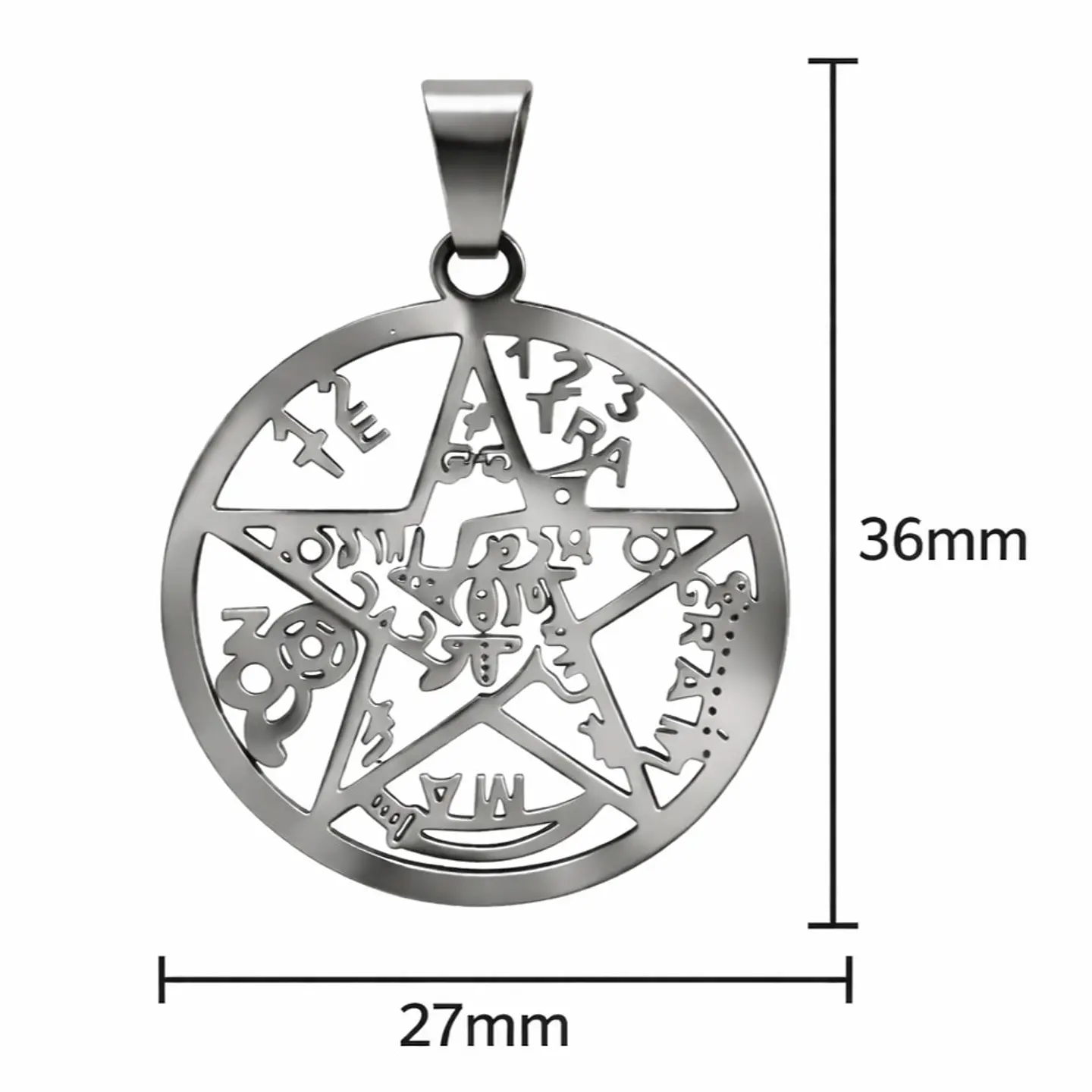 Collar Tetragrammaton Pentágono 27mm Cadena 60cm Acero 5