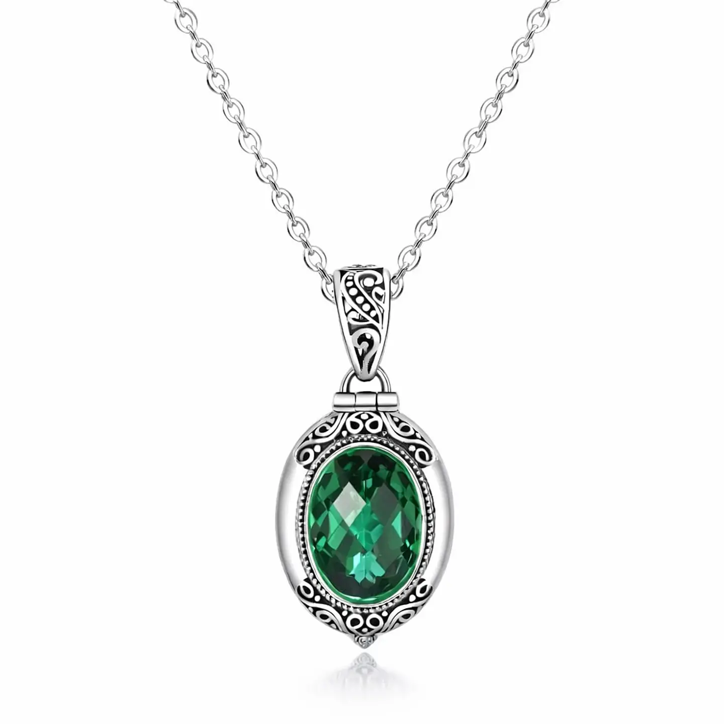 Collar Relicario Caja de Gawu Circón Verde Acero 4